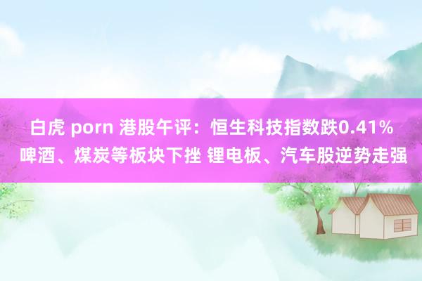 白虎 porn 港股午评：恒生科技指数跌0.41% 啤酒、煤炭等板块下挫 锂电板、汽车股逆势走强