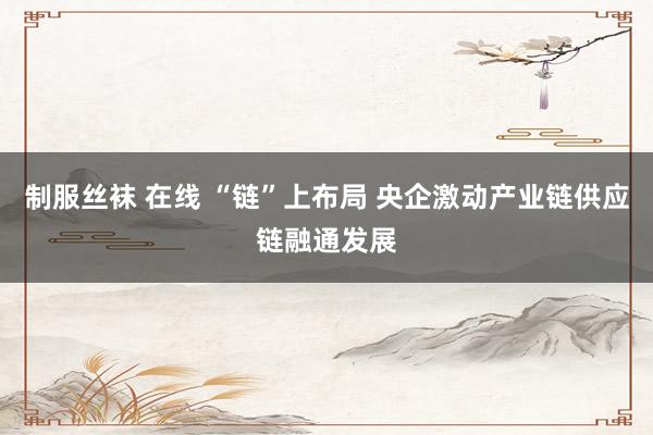 制服丝袜 在线 “链”上布局 央企激动产业链供应链融通发展