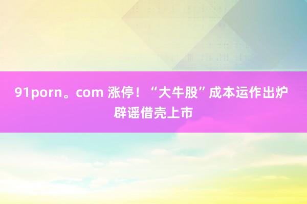 91porn。com 涨停！“大牛股”成本运作出炉 辟谣借壳上市