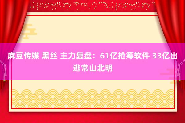 麻豆传媒 黑丝 主力复盘：61亿抢筹软件 33亿出逃常山北明