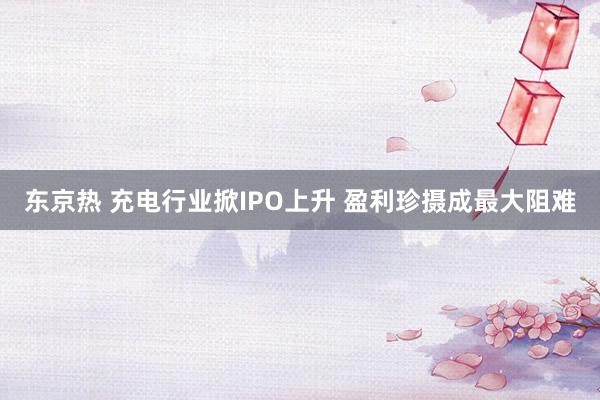 东京热 充电行业掀IPO上升 盈利珍摄成最大阻难